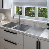 Buildmat Theo 1200mm Double Stainless Steel Kitchen Sink with Right Drainer