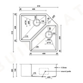 Buildmat Ella 520mm Doublle Stainless Steel Kitchen Sink