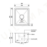 Buildmat Maya 380mm Single Stainless Steel Kitchen Sink