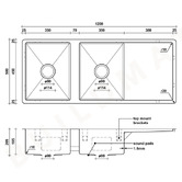 Buildmat Theo 1200mm Double Stainless Steel Kitchen Sink with Drainer