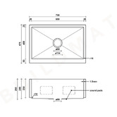 Buildmat Boden Belfast 700mm Single Stainless Steel Kitchen Sink