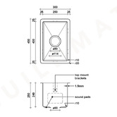 Buildmat Vande 300mm Single Half Stainless Steel Kitchen Sink