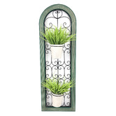 K&#039;sHomewares&amp;Decor Green Window-Style Iron Plant Stand