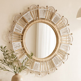 K'sHomewares&amp;Decor Soleira Round Bamboo &amp; Rattan Wall Mirror