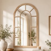 K'sHomewares&amp;Decor Milano Arched Paulownia Wood Wall Mirror