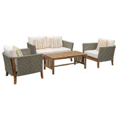 Q Furniture 4.5 Seater Aspen Eucalyptus Wood Outdoor Lounge Set