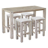 Q Furniture 4 Seater Lumi Acacia Wood Outdoor Bar Table and Stool Set