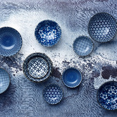 Japanese Collection Indigo &amp; White 9.2cm Japanese Porcelain Dipping Bowls