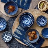 Japanese Collection Indigo &amp; White 9.2cm Japanese Porcelain Dipping Bowls