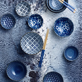 Japanese Collection Indigo &amp; White 9.2cm Japanese Porcelain Dipping Bowls
