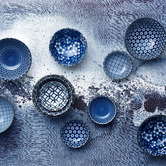 Japanese Collection Indigo &amp; White 13cm Japanese Porcelain Noodle Bowls