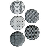 Japanese Collection 5 Piece Komon Japanese Porcelain 20.5cm Salad Plate Set