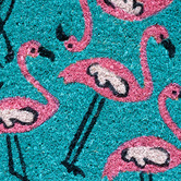 BAHA Turquoise Flamingos Coir Doormat
