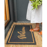 Door Mates Charcoal Welcome Coir Doormat