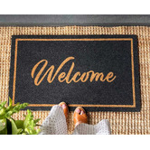 Door Mates Charcoal Welcome Coir Doormat