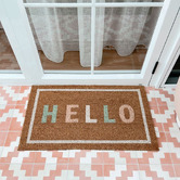 Door Mates Pastel Hello Coir Doormat