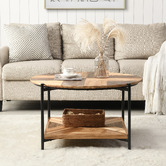 Evie Home Miller Round Fir Wood &amp; Steel Coffee Table