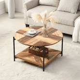 Evie Home Miller Round Fir Wood &amp; Steel Coffee Table