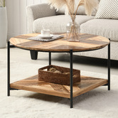 Evie Home Miller Round Fir Wood &amp; Steel Coffee Table