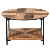 Evie Home Miller Round Fir Wood &amp; Steel Coffee Table