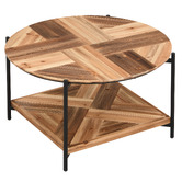Evie Home Miller Round Fir Wood &amp; Steel Coffee Table