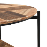 Evie Home Miller Round Fir Wood &amp; Steel Coffee Table