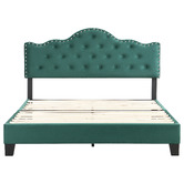 Evie Home Green Holt Button-Tufted Velvet Bed Frame