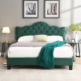 Evie Home Green Holt Button-Tufted Velvet Bed Frame