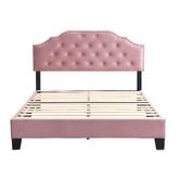 Evie Home Vera Button Tufted Velvet Bed Frame