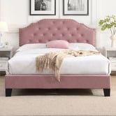 Evie Home Vera Button Tufted Velvet Bed Frame