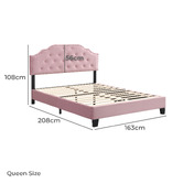 Evie Home Vera Button Tufted Velvet Bed Frame