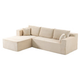 Evie Home Roswell 3 Seater Corduroy Sofa with Left Chaise