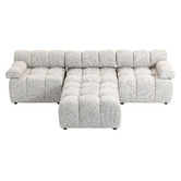 Evie Home Clemens 4 Seater Chenille Sectional Sofa &amp; Ottoman Set