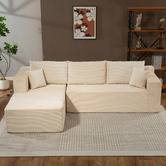 Evie Home Roswell 3 Seater Corduroy Sofa with Left Chaise