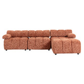 Evie Home Clemens 4 Seater Chenille Sectional Sofa &amp; Ottoman Set