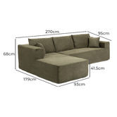 Evie Home Roswell 3 Seater Corduroy Sofa with Left Chaise