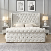 Evie Home Conall Button Tufted Chenille Bed Frame