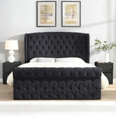 Evie Home Conall Button Tufted Chenille Bed Frame