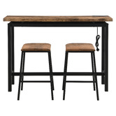 Evie Home 2 Seater Anslie Bar Table with Charging Station &amp; Stool Set