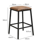 Evie Home 2 Seater Anslie Bar Table with Charging Station &amp; Stool Set