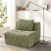 Evie Home Claire 3 Seater Linen Modular Sofa &amp; Ottoman Set