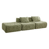 Evie Home Claire 3 Seater Linen Modular Sofa &amp; Ottoman Set
