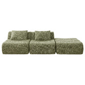 Evie Home Claire 3 Seater Linen Modular Sofa &amp; Ottoman Set