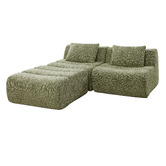 Evie Home Claire 3 Seater Linen Modular Sofa &amp; Ottoman Set
