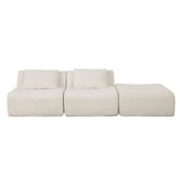 Evie Home Claire 3 Seater Linen Modular Sofa &amp; Ottoman Set