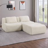 Evie Home Claire 3 Seater Linen Modular Sofa &amp; Ottoman Set