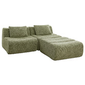Evie Home Claire 3 Seater Linen Modular Sofa &amp; Ottoman Set