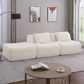 Evie Home Claire 3 Seater Linen Modular Sofa &amp; Ottoman Set