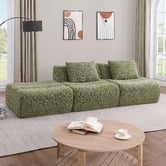 Evie Home Claire 3 Seater Linen Modular Sofa &amp; Ottoman Set