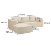 Evie Home Roswell 3 Seater Corduroy Sofa with Left Chaise